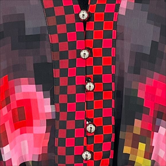 Le Superbe Women Cyber Floral Button Crop Blouse in Black/Multi Size 0 - Picture 2 of 10
